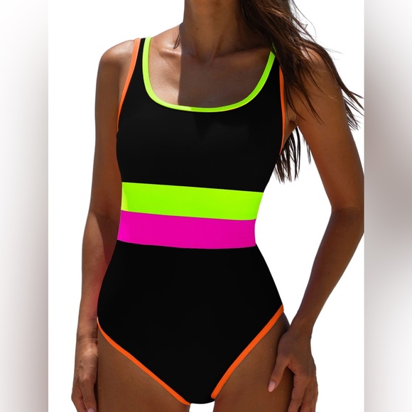 POPVIL One Piece Swimsuit Women’s Size XL Neon Padded NWT - Picture 1 of 8